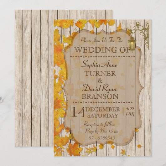  Lamp Old Wood Fall Huwelijksuitnodiging Kaart (Voorkant / Achterkant)