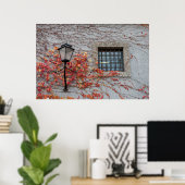 Lamp op een grijze wand poster (Thuiskantoor)