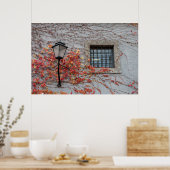 Lamp op een grijze wand poster (Keuken)