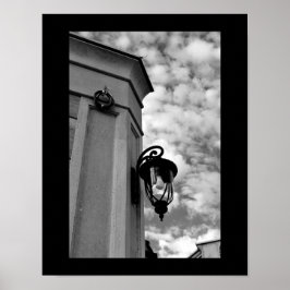 Lamp op een troebele dag poster