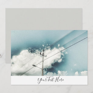Lamp Pole Blue Sky Clouds Invitation Kaart