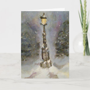Lamp Post in Blue Holiday Card Kaart