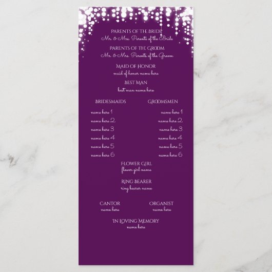 Lamp Post Industrial Glam Sparkle Paarse Programmakaart (Achterkant)