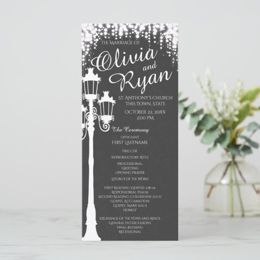 Lamp Post Industrial Glam Sparkle Slate Programmakaart (Staand voorkant)