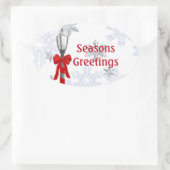 Lamp Post Seasons Greetings OS Ovale Sticker (Tas)