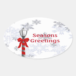 Lamp Post Seasons Greetings OS Ovale Sticker