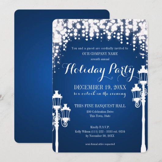 Lamp Post Sparkle Holiday Party Zakelijk Kaart (Voorkant / Achterkant)