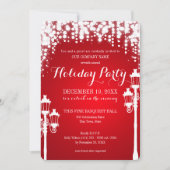 Lamp Post Sparkle Red Holiday Party Zakelijk Kaart (Voorkant)