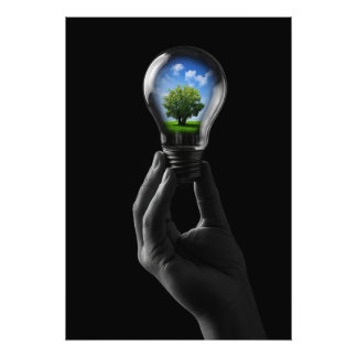 Lamp with a tree for a sustainable future foto afdruk