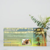 Lampen Palmen Sla de datum Boarding Pass tickets o Save The Date (Staand voorkant)