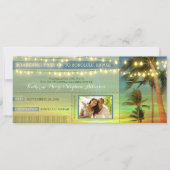 Lampen Palmen Sla de datum Boarding Pass tickets o Save The Date (Voorkant)