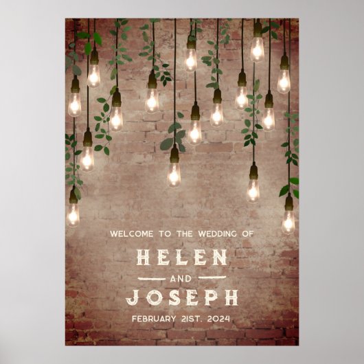  lampen Rustic Brick 20x28 bruiloft Poster (Voorkant)