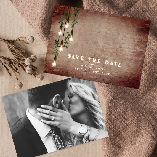 lampen Rustic Brick Photo Weddenschap Save The Date