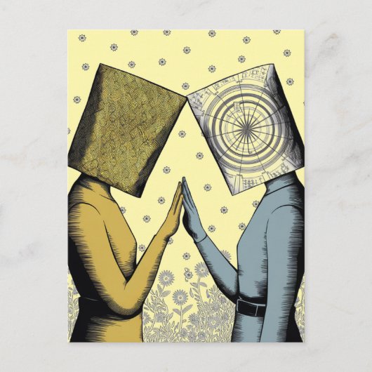 Lampenkappen op hun hoofd briefkaart (Voorkant)