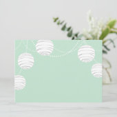 Lampionnen in Muntgroen Kaart (Staand voorkant)