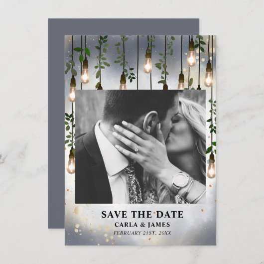  lampjes Waterverf Botanisch sparen de datum Save The Date (Voorkant / Achterkant)