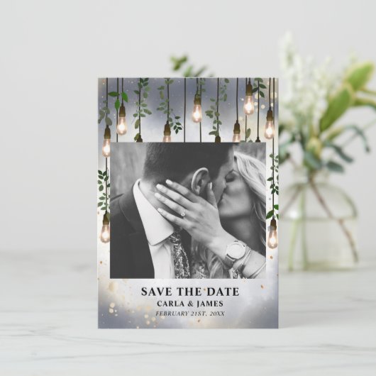  lampjes Waterverf Botanisch sparen de datum Save The Date (Staand voorkant)