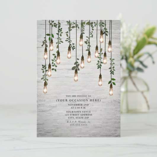  lampjes White Brick Botanical Party Kaart (Staand voorkant)