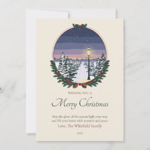 Lamplight Byway Familie Kerstkaart Kaart
