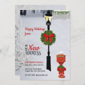 Lamppost en mailbox New Address Holiday Card Feestdagenkaart (Voorkant / Achterkant)