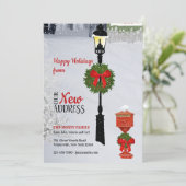 Lamppost en mailbox New Address Holiday Card Feestdagenkaart (Staand voorkant)