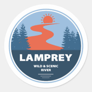 Lamprey Wild en de Schilderachtig rivier New Hamps Ronde Sticker