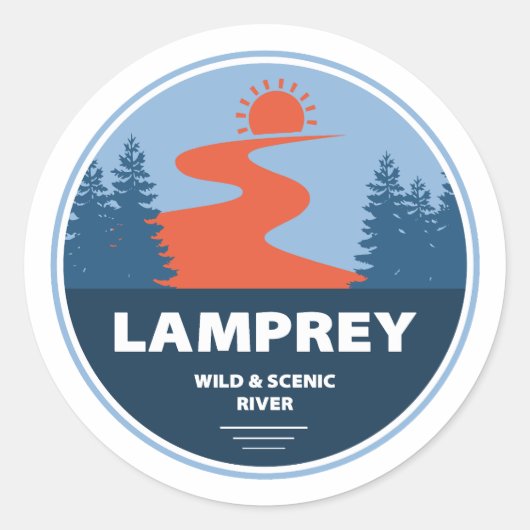 Lamprey Wild en de Schilderachtig rivier New Hamps Ronde Sticker (Voorkant)