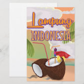 Lampung Indonesië vintage vakantieposter. Briefpapier (Voorkant / Achterkant)