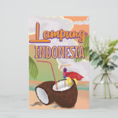Lampung Indonesië vintage vakantieposter. Briefpapier (Staand voorkant)