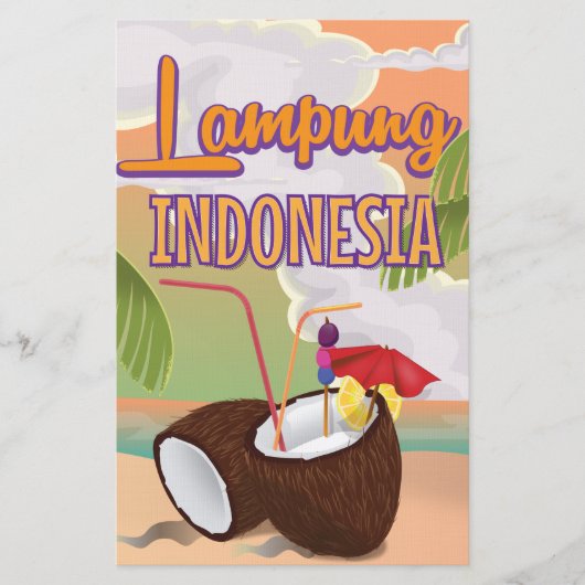 Lampung Indonesië vintage vakantieposter. Briefpapier (Voorkant)
