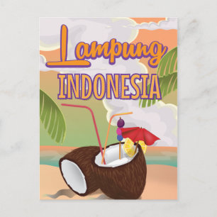 Lampung Indonesië vintage vakantieposter. Feestdagenkaart