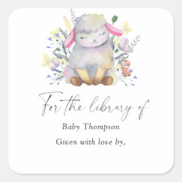 Lams - Baby Shower-boekplaat, boeken voor baby Vierkante Sticker