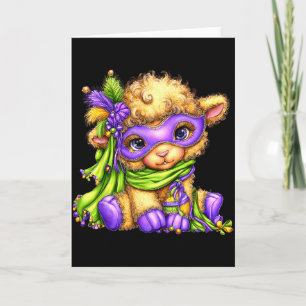 Lams Mardi Gras Nola Masker Kralen Schattig Schaap Kaart