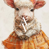 Lams Oranje Rok Schilderij Knuffel Schaap Dier Poster