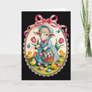 Lams Pasen Konijn Eierenjacht Vintage Lente Roze S Kaart