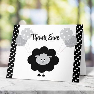Lams Zwart Wit Geslacht Neutrale Baby Shower Cute Bedankkaart