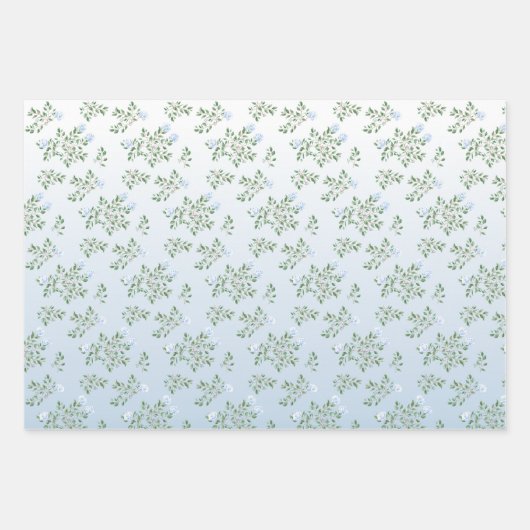 Lamsblauw Floral Baby shower Wrapping Papier Inpakpapier Vel (Voorkant 2)