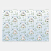 Lamsblauw Floral Baby shower Wrapping Papier Inpakpapier Vel (Voorkant)