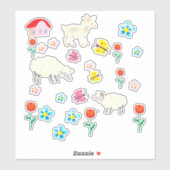 Lamsbloemen en huis sticker (Vel)