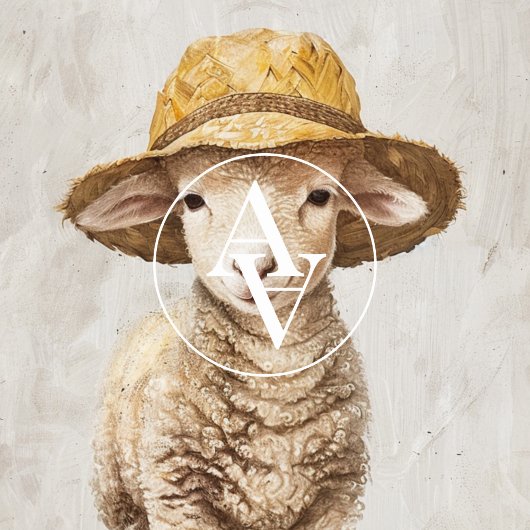 Lamschilderij met hoed Whimische boerderijdier sch Poster