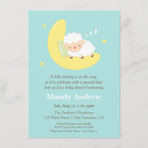 Lamsfeestje op de maan baby shower uitnodigingen