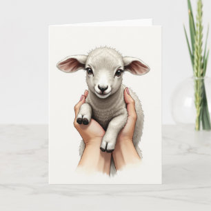 Lamsje In Handen Knuffel Dierenkaart Kaart