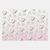 Lamsroze Rozen Bloemen Baby shower Wrapping Papier Inpakpapier Vel (Voorkant 3)
