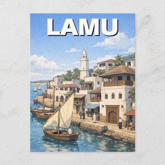 Lamu Kenia Briefkaart (Voorkant)