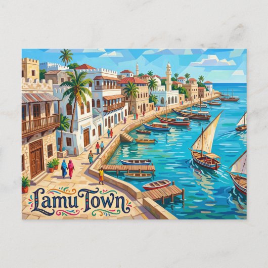 Lamu Town Kenia Briefkaart (Voorkant)
