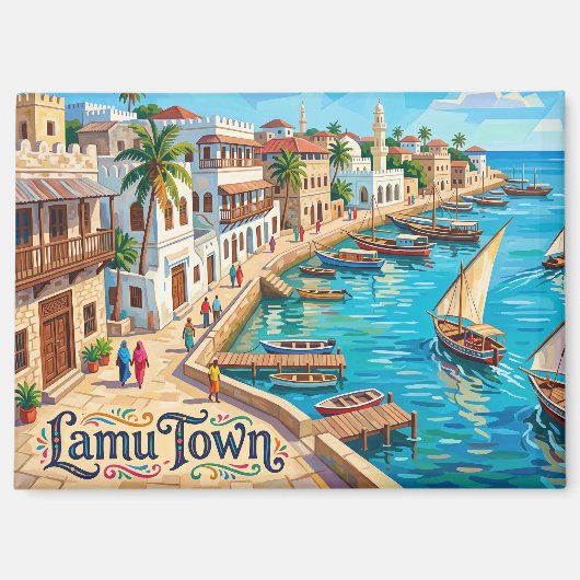 Lamu Town Kenia Magneet (Voorkant)