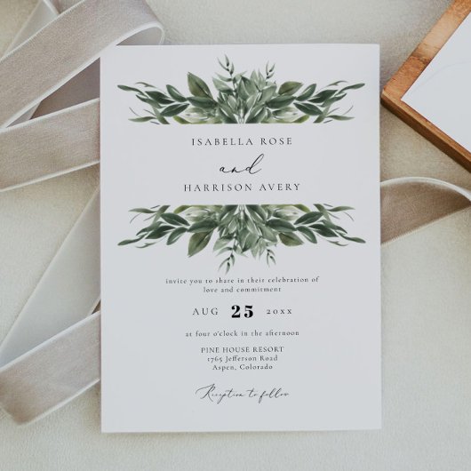 LANA Bohemian Waterverf Greenery Wedding Kaart