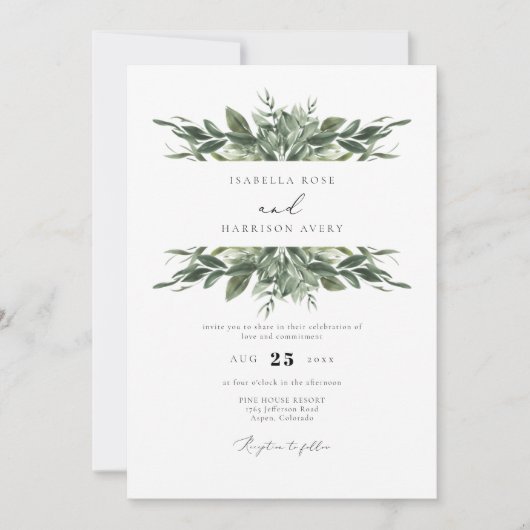 LANA Bohemian Waterverf Greenery Wedding Kaart (Voorkant)
