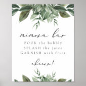 LANA Modern Boho Greenery Mimosa Bar Sign Poster (Voorkant)