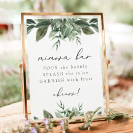 LANA Modern Boho Greenery Mimosa Bar Sign Poster